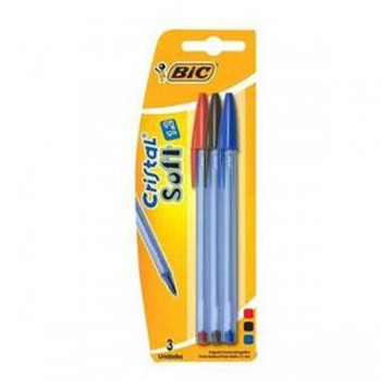 CANETA BIC CRISTAL SOFT AZUL C/3UN